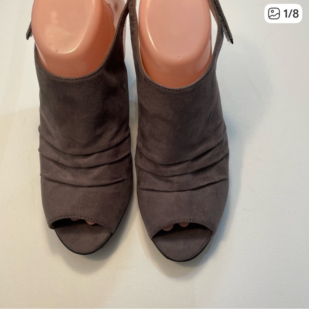Naturalizer Gray Peep-Toe Heeled Booties Shoes Size 9.5M SB-2